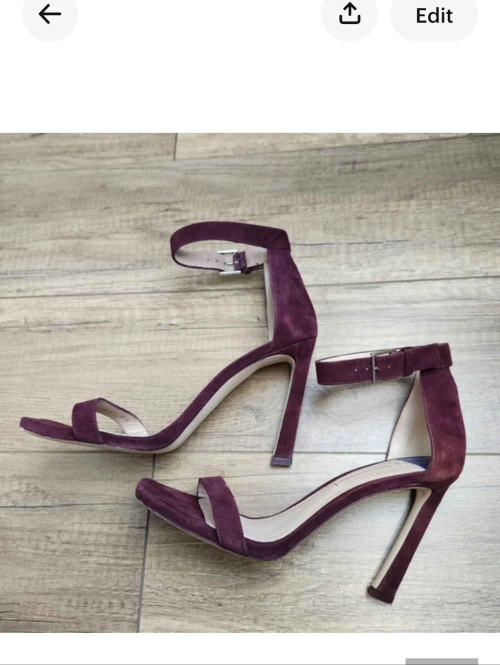 Stuart Weitzman Women's Burgundy Suede Nudistcurve Heels G 260502-7 open toe 8.5 - Picture 16 of 17